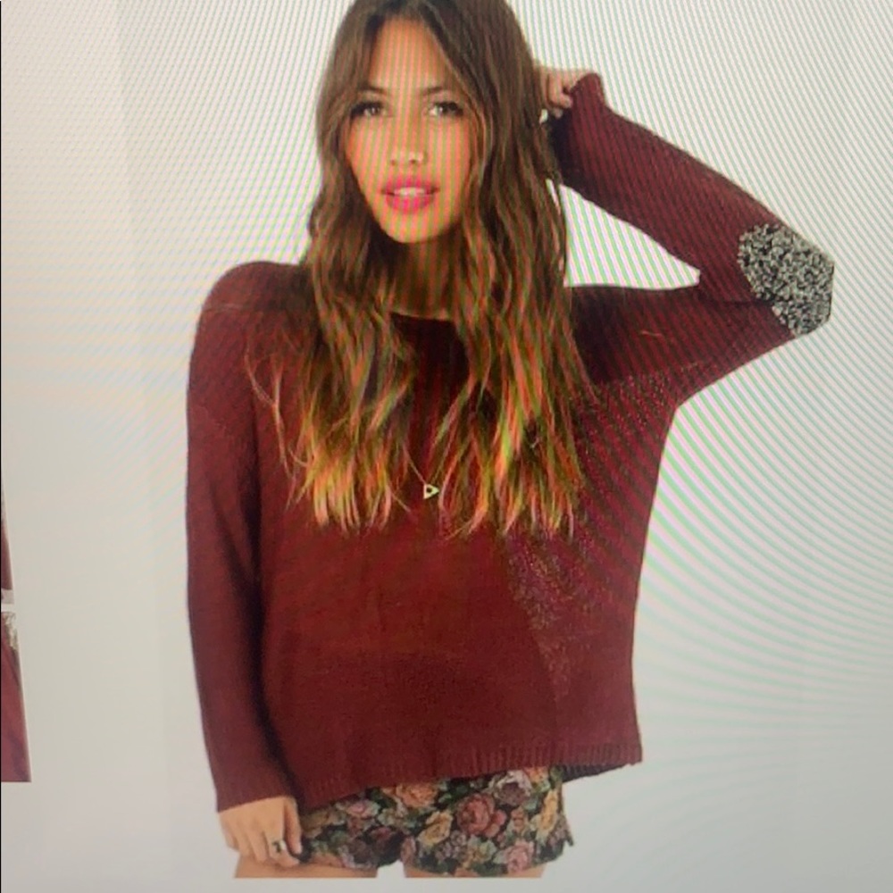 TOBI sequin elbow patch hi-low sweater. Size M